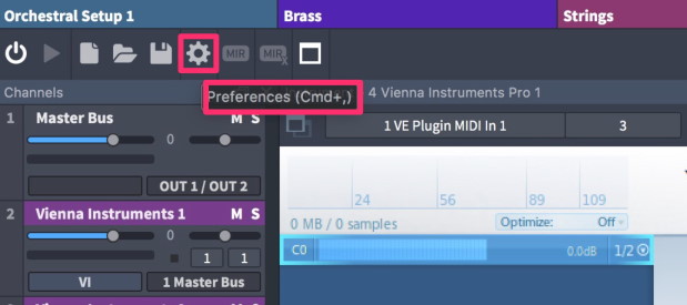 how many midi channels are supported by vienna ensemble